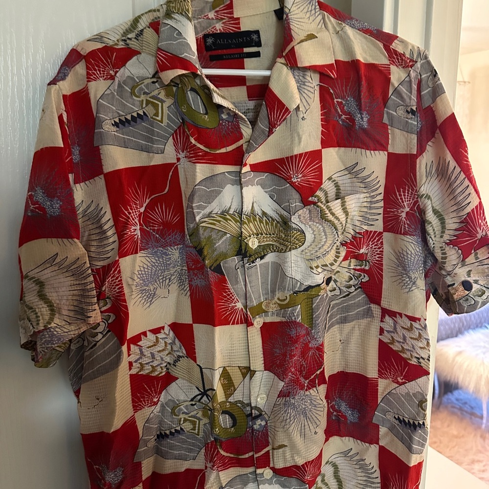 Red and Cream Men's Shirt